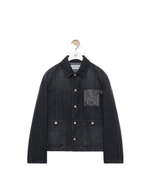 Loewe Black Luxury Workwear Jacket In Denim for men