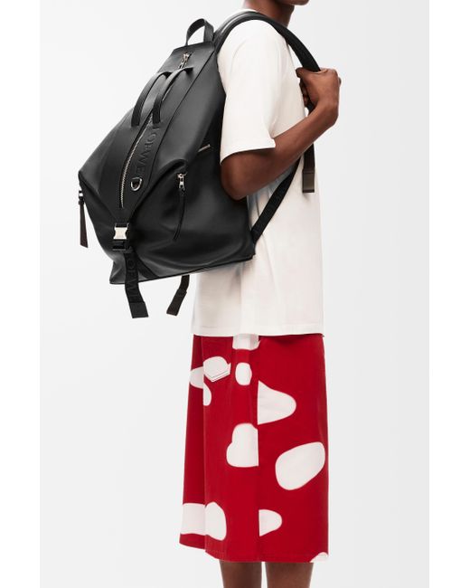 Mochila Convertible En Piel De Cuero Hombre Loewe de hombre de color Black