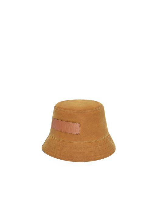 Loewe White Luxury Bucket Hat In Waxed Canvas And Calfskin For for men