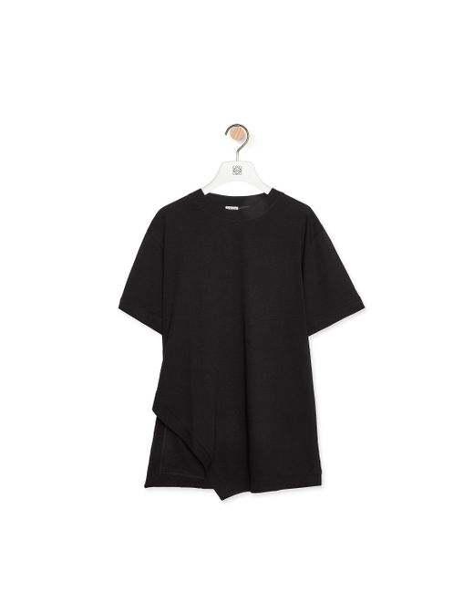 Loewe Black Luxury Asymmetric T-shirt In Cotton Blend for men