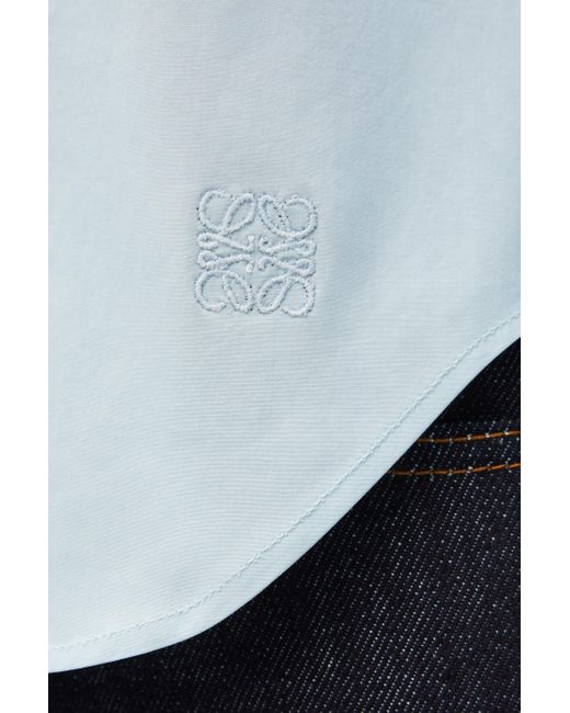 Loewe Blue Luxury Pleated Shirt In Cotton