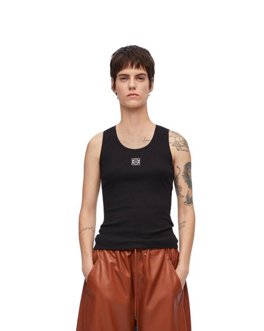 Loewe White Luxury Anagram Tank Top In Cotton For
