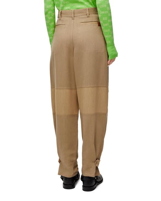 Loewe Green Luxury Cargo Trousers In Viscose And Linen