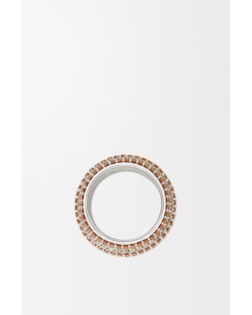 Loewe White Luxury Large Pavé Ring In Sterling Silver And Crystals For
