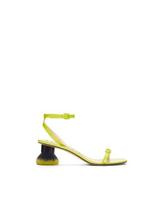 Loewe Yellow Petal Brush Heel Sandal In Patent Lambskin
