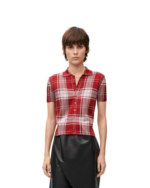 Loewe Red Luxury Polo Shirt In Silk For