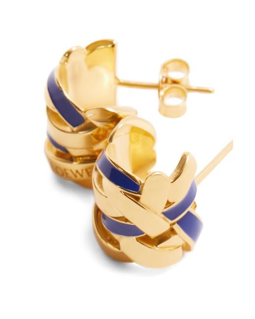 Loewe Metallic Luxury Nest Small Hoop Earrings In Sterling Silver And Enamel For