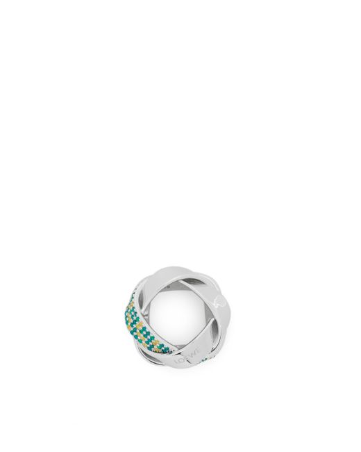 Loewe White Luxury Chunky Nest Pavé Ring In Sterling Silver And Crystals For