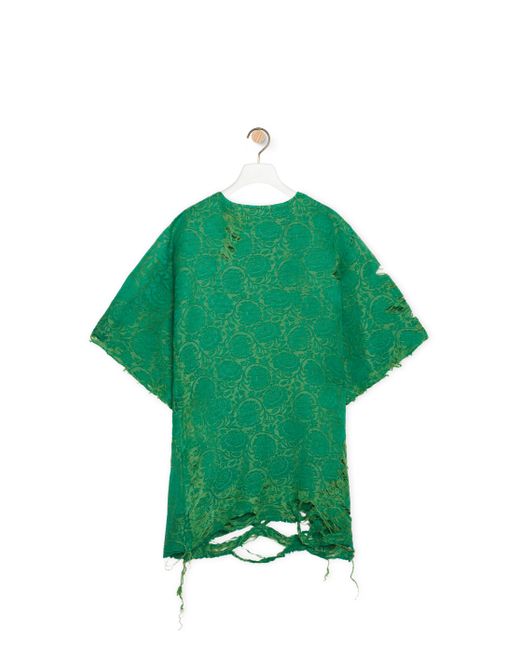 Loewe Green Embellished Top In Linen And Silk for men