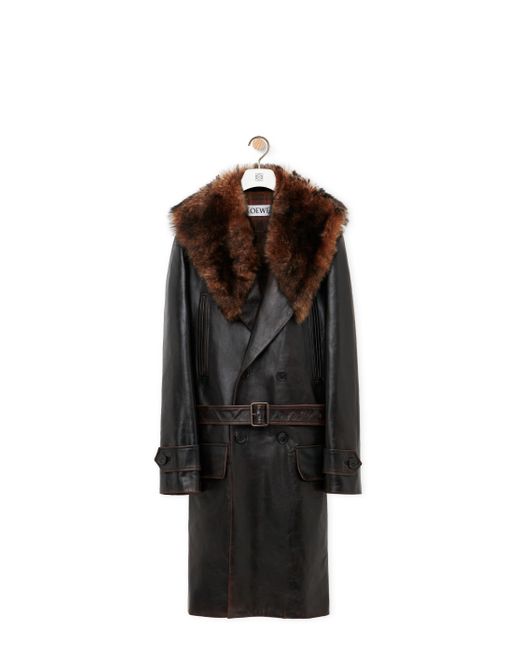 Loewe Black Luxury Coat In Nappa Calfskin For