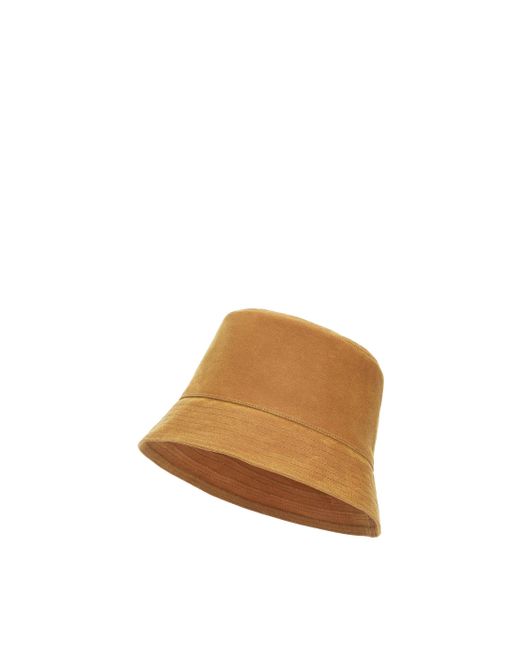 Loewe White Luxury Bucket Hat In Waxed Canvas And Calfskin For for men