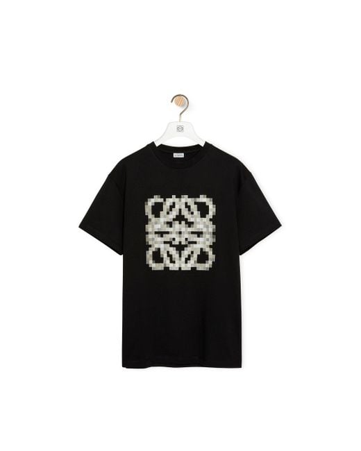 Loewe Black Pixelated Anagram Relaxed Fit T-shirt In Cotton for men