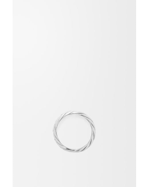 Loewe White Luxury Braided Ring In Sterling Silver For