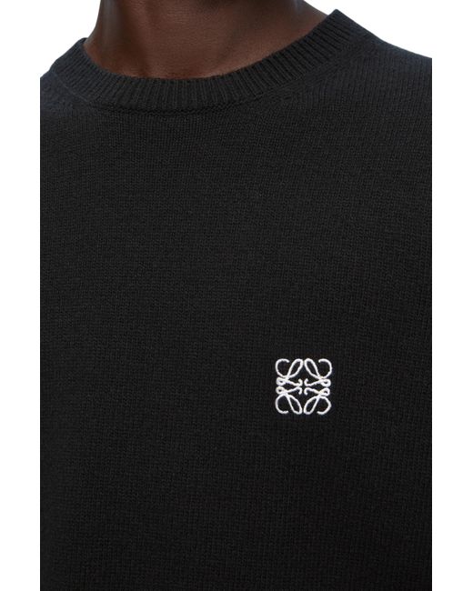Loewe Black Anagram-embroidered Crewneck Wool Jumper X for men