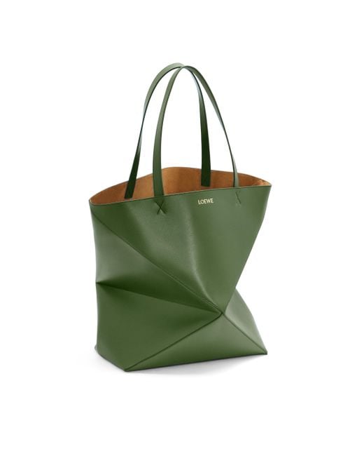 Loewe Green Large Fold Puzzle Tote Bag for men