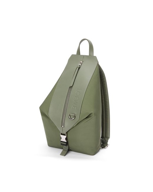 Loewe Green Luxury Small Convertible Backpack In Nylon And Calfskin for men