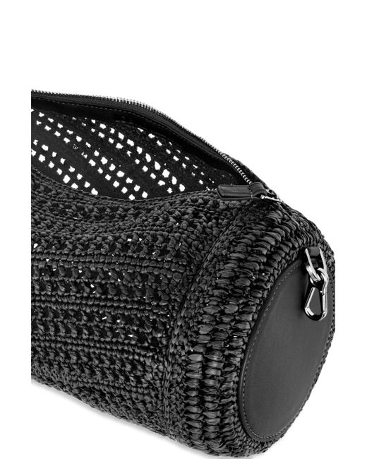 Loewe Black Luxury Bracelet Pouch In Raffia And Calfskin For