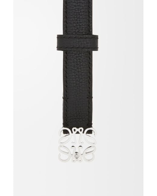 Loewe White Anagram Belt In Pebble Grain Calfskin