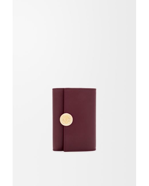 Loewe Red Pebble Small Vertical Wallet In Shiny Nappa Calfskin