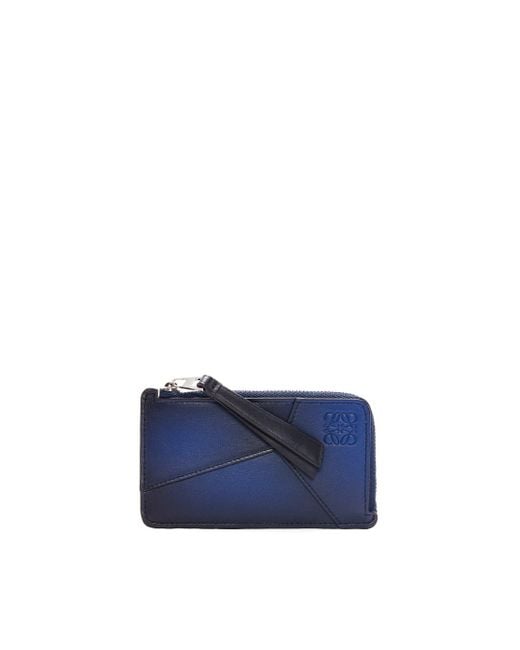 Loewe Blue Luxury Puzzle Coin Cardholder In Silk Calfskin for men