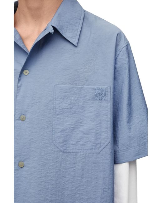 Loewe Blue Luxury Trompe L'oeil Shirt In Cotton Blend for men