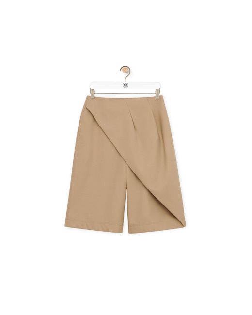 Loewe Natural Luxury Pleated Shorts In Cotton