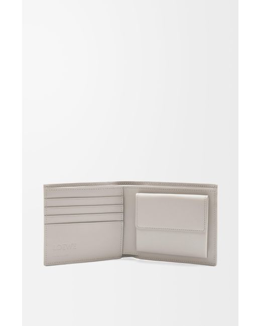 Loewe Gray Luxury Bifold Coin Wallet In Textured Classic Calfskin for men