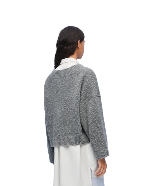 Loewe Blue Luxury Cropped Sweater In Wool Blend