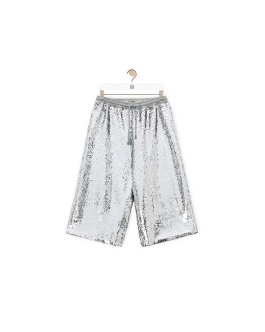 Loewe White Shorts In Sequins for men