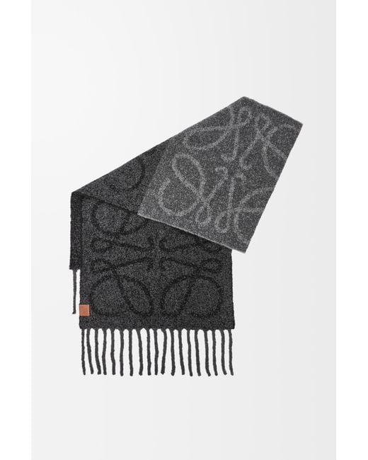 Loewe Gray Anagram Scarf In Alpaca And Wool