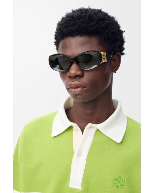 Loewe White Beveled Oval Maxi Anagram Sunglasses For
