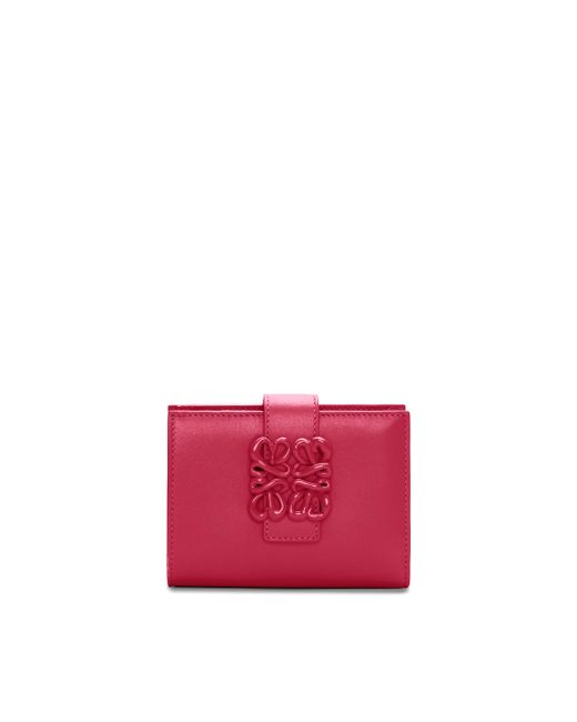 Loewe Red Inflated Anagram Medium Wallet In Satin Calfskin