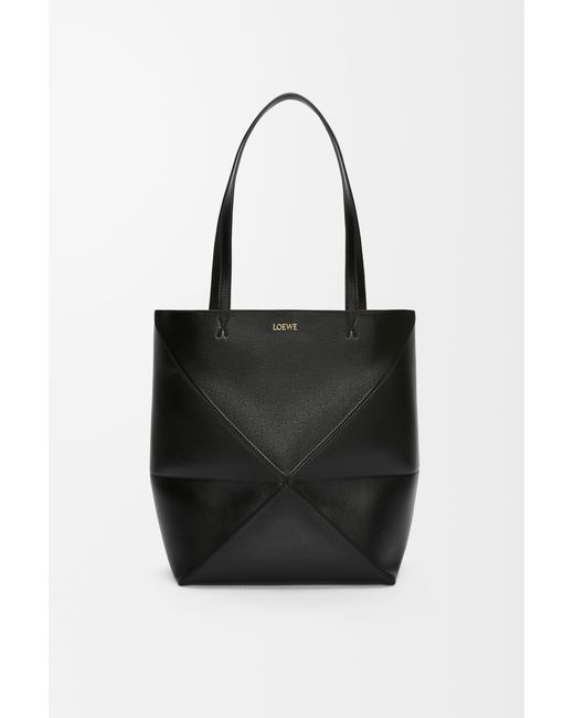Loewe Black Burgundy Calfskin Puzzle Fold Tote Handbag For