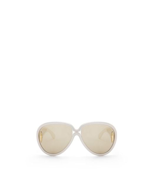 Loewe White Pilot Mask Sunglasses In Nylon