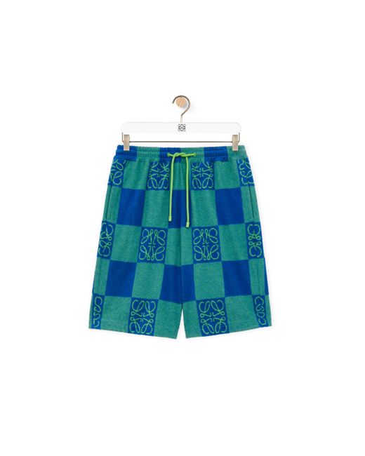 Loewe Blue Shorts In Terry Cotton Jacquard for men