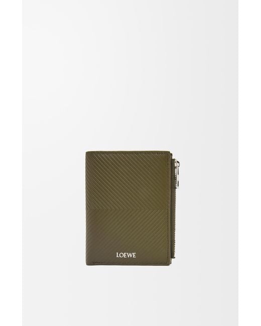 Loewe Green Luxury Slim Compact Walllet In Textured Classic Calfskin for men