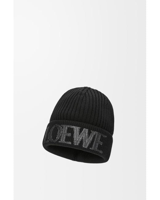 Loewe Black Luxury Beanie In Wool For