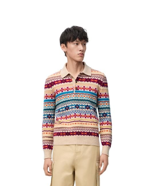 Loewe Green Luxury Polo Sweater In Wool For for men