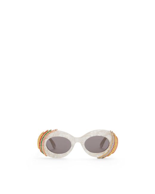 Loewe Multicolor Pavé Oval Sunglasses In Acetate