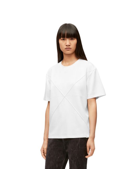 Loewe White Luxury Puzzle Fold Relaxed Fit T-shirt In Cotton