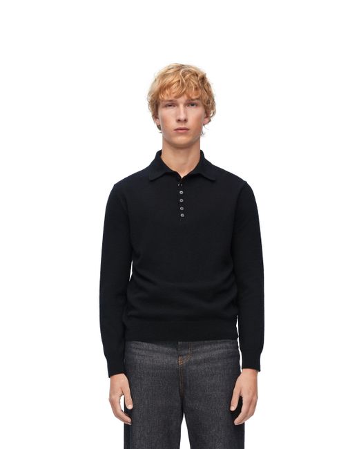 Loewe Black Luxury Polo Sweater In Cashmere For for men