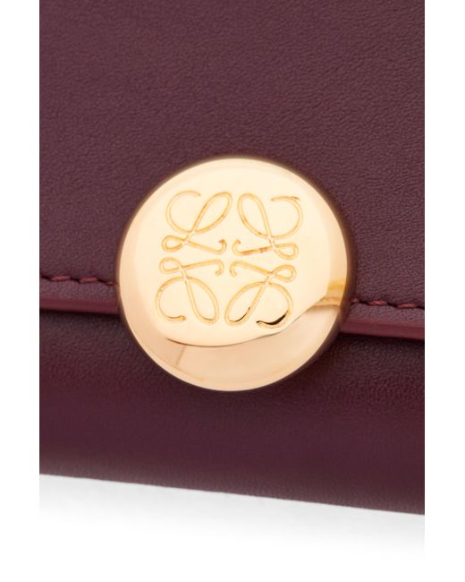 Loewe Purple Luxury Pebble Continental Wallet In Shiny Nappa Calfskin
