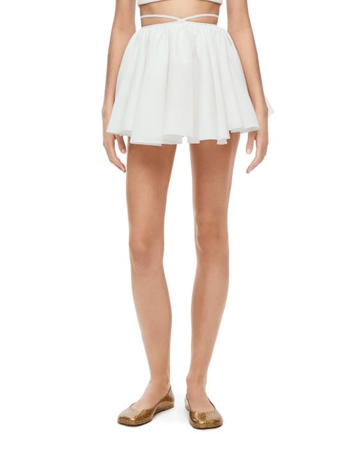 Loewe White Luxury Strappy Mini Skirt In Viscose And Linen