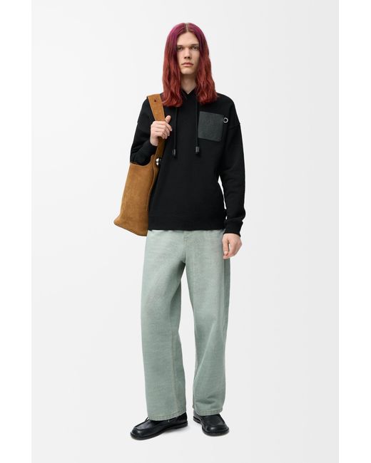 Loewe Black Luxury Relaxed Fit Hoodie In Cotton for men