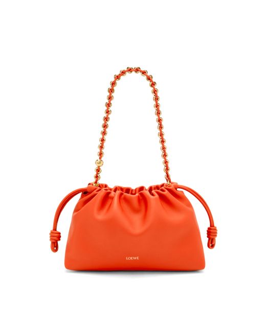 Loewe Orange Medium Flamenco Purse In Mellow Nappa Lambskin