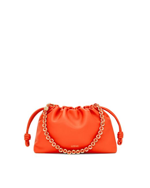 Loewe Orange Medium Flamenco Purse In Mellow Nappa Lambskin