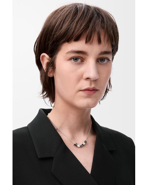 Loewe White Pebble Cube Necklace