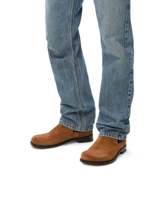 Loewe White Campo Chelsea Boot In Calfskin Suede for men