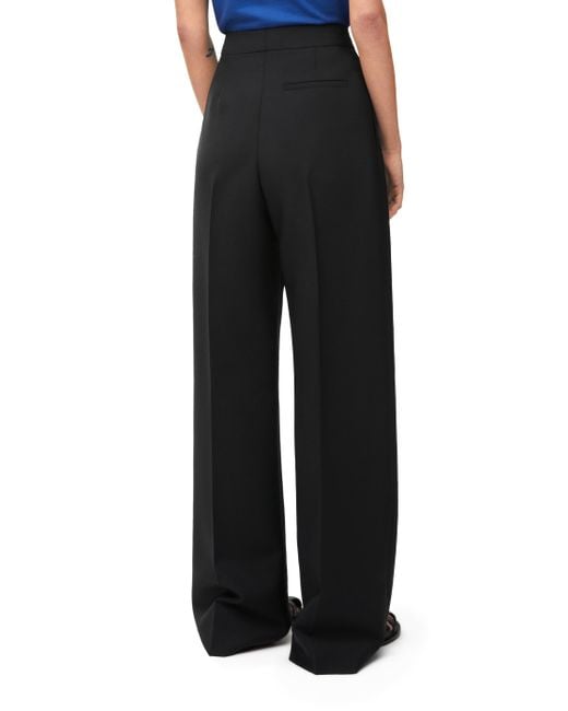 Loewe Blue High Waisted Trousers In Mohair And Wool