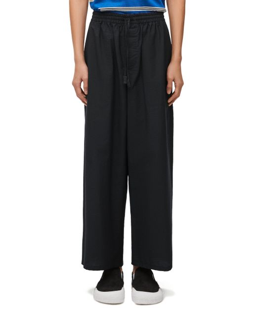 Loewe Blue Cropped Trousers In Cotton Blend for men